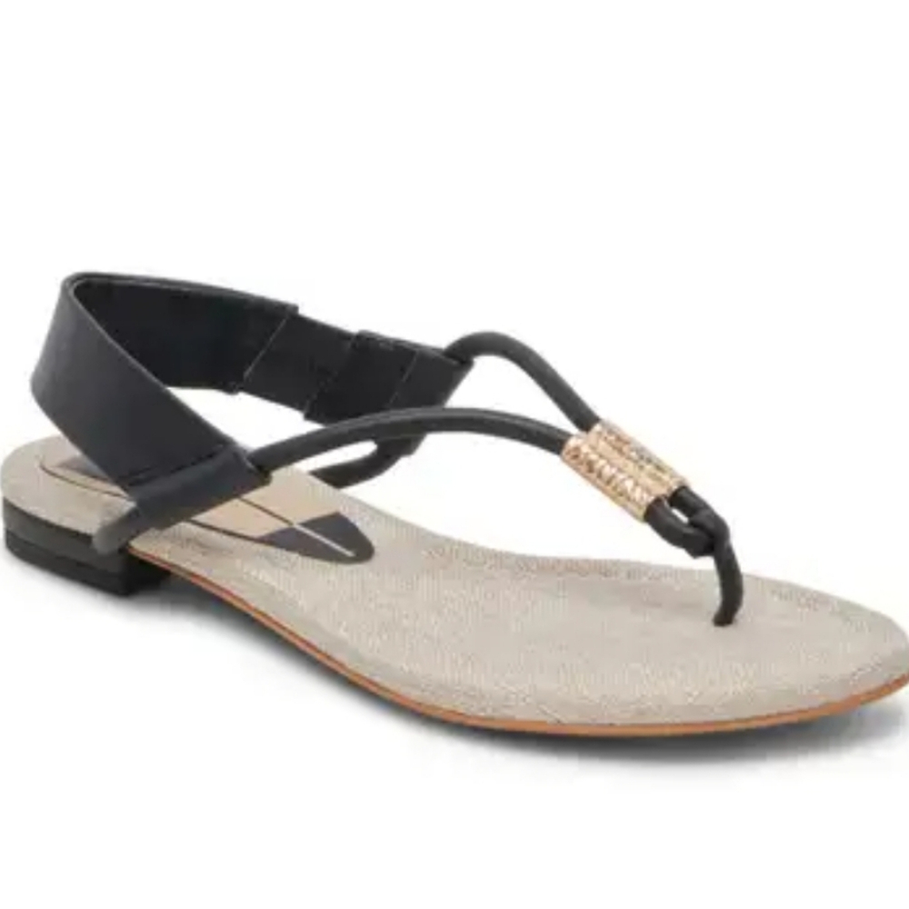 Dolce Vita Black and Gold Sandals